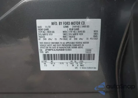 2022 Ford Edge Sel from USA, damaged, VIN 2FMPK4J92NBB13303